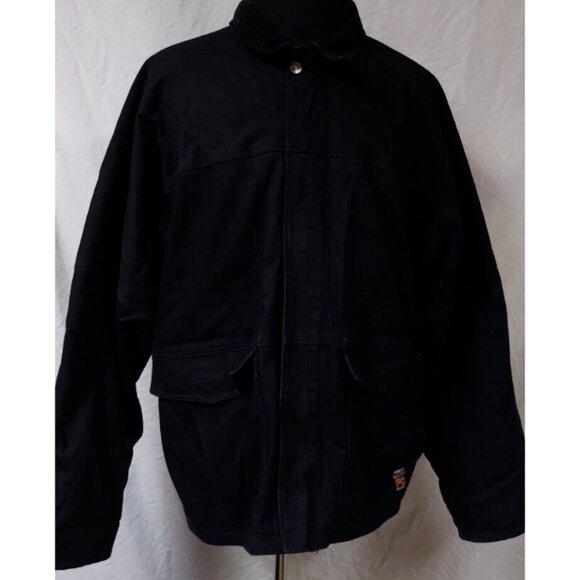 Timberland Pro Series Men XXL Black Lined Corduroy Collar Full Zip Canvas Coat - Picture 1 of 16